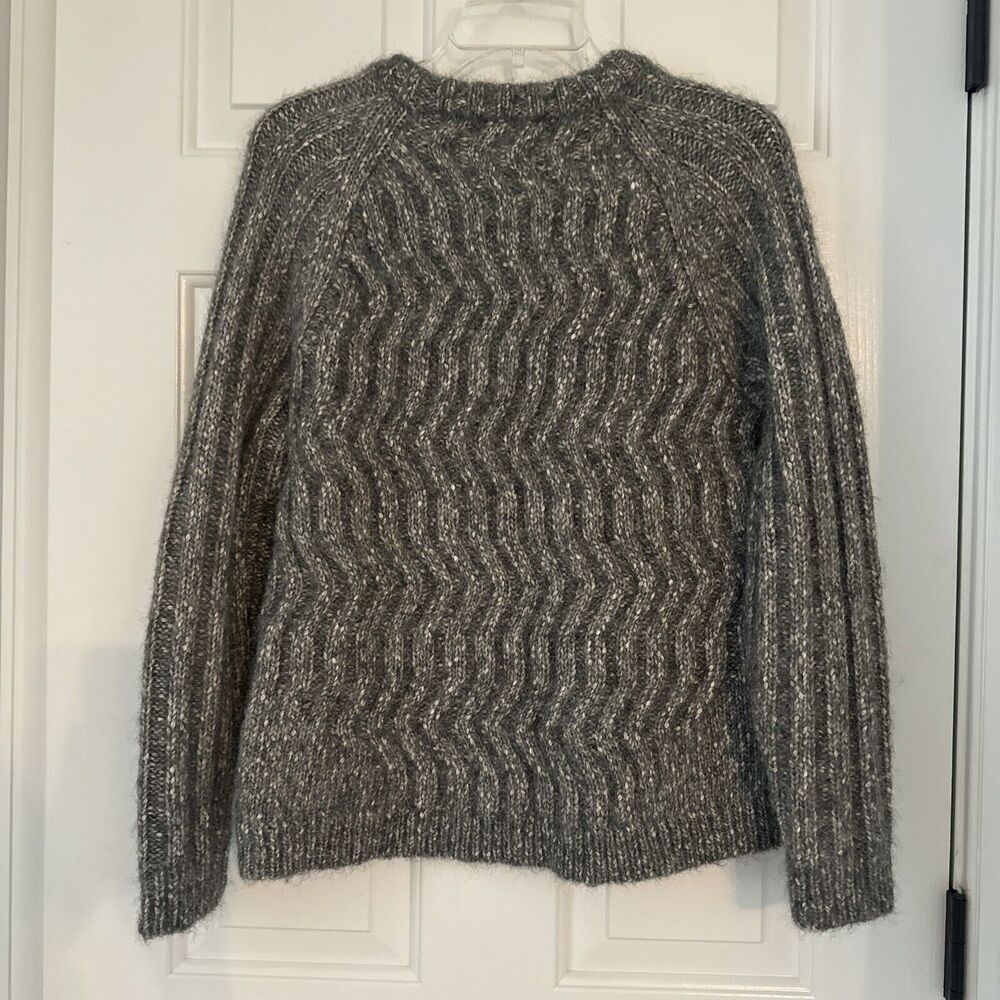 J. Crew Sweater Women Medium Gray Alpaca Merino Chunky Knit Crewneck Boxy Fit - Picture 4 of 7